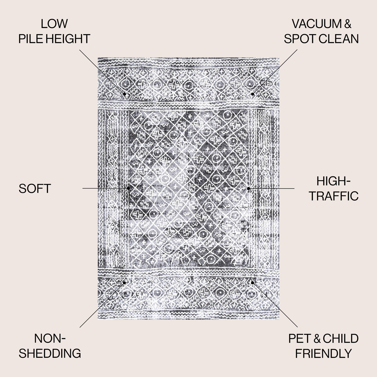 Iften Moroccan Geometric Distressed Area Rug