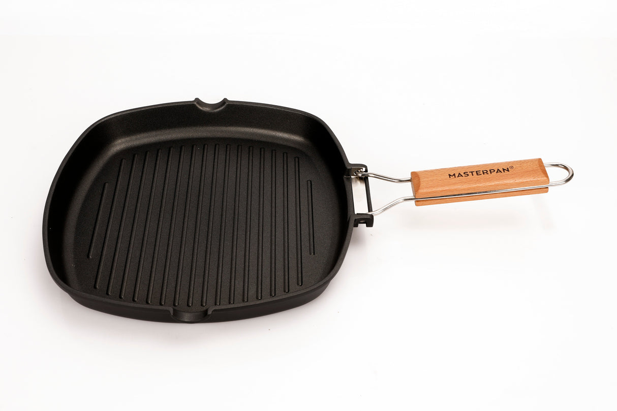 MASTERPAN Nonstick Grill Pan with Folding Handle, 8" (20cm)