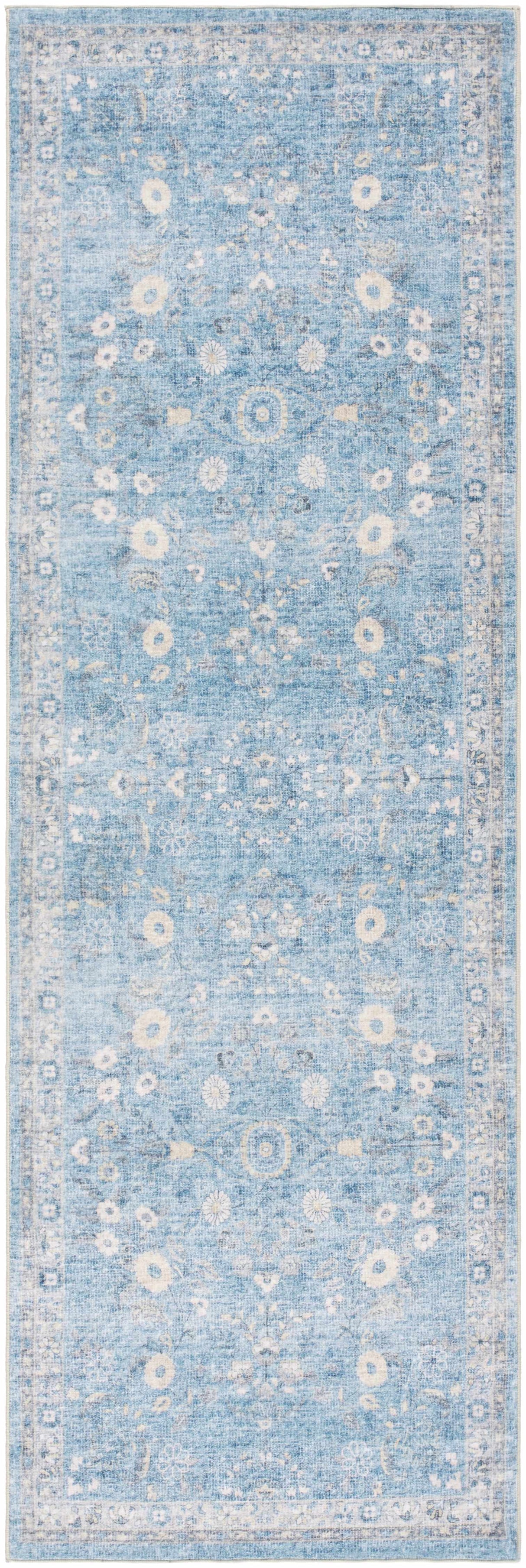 Meyly Blue Washable Area Rug