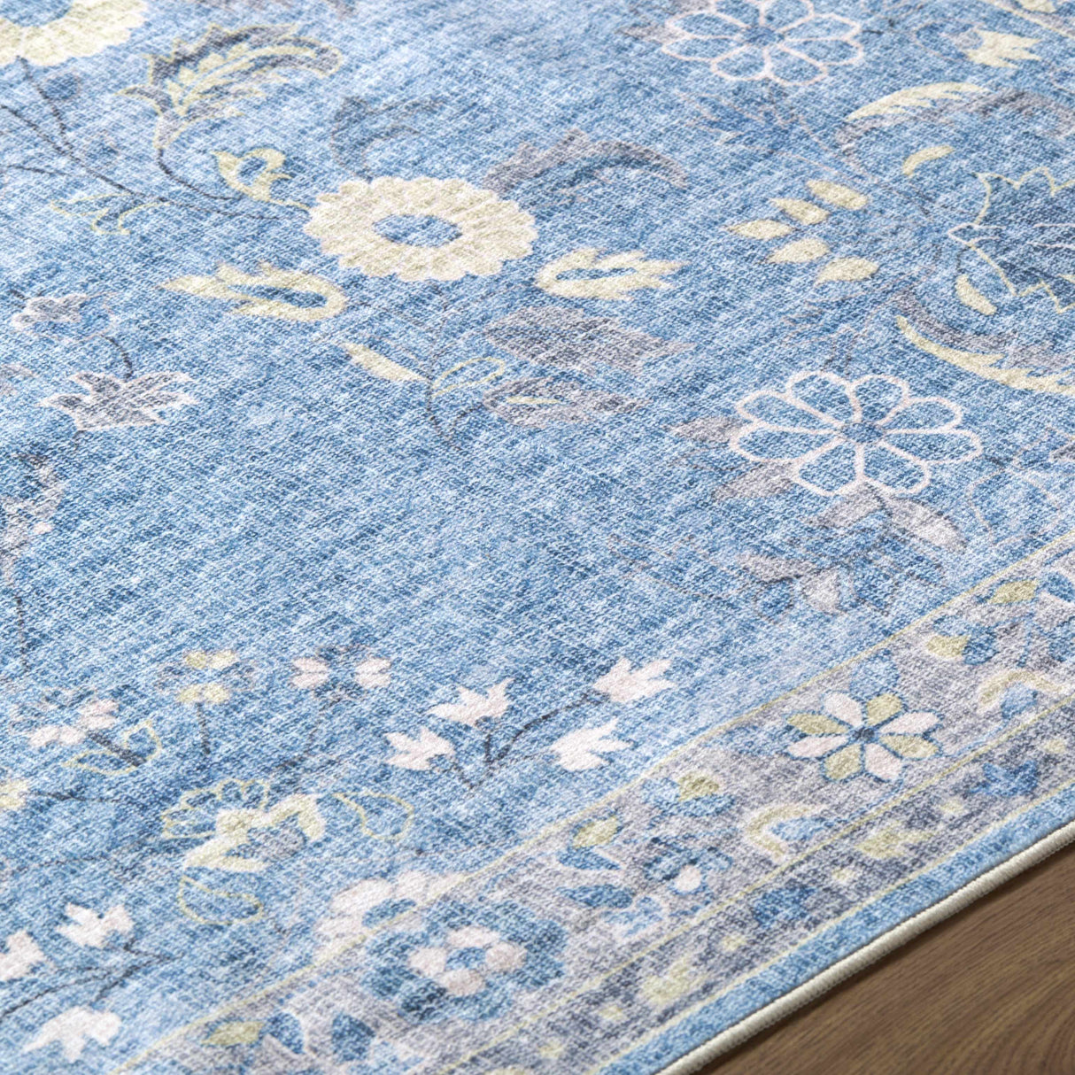 Meyly Blue Washable Area Rug