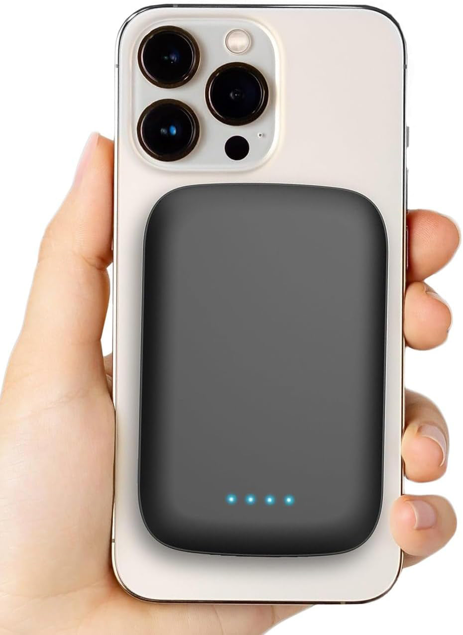 5000mAh-Ultra-Slim-Magnetic-Power-Bank-for-iPhone,-Compatible-with-MagSafe-Fast-Charging-Wireless-Portable-Charger,-USB-C-Input-Battery-Pack-(for-iPhone-13,-14,-15-Pro-Max)-Black-