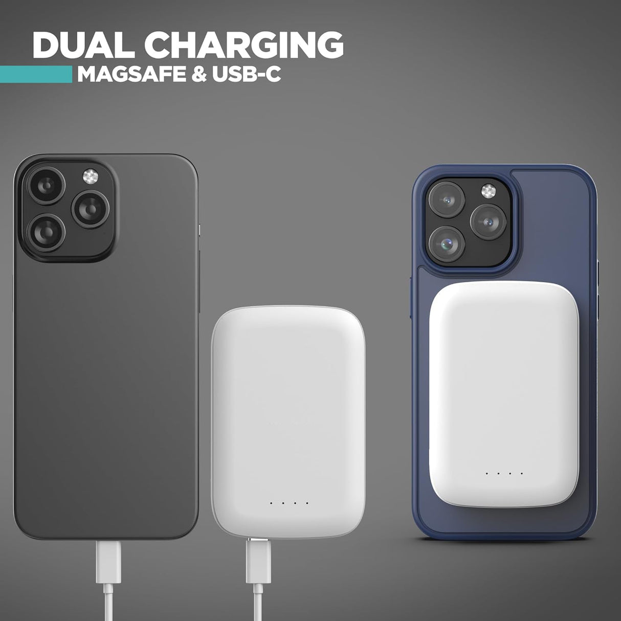 MagSafe Fast Charging Battery Pack for iPhone, Compatible with MagSafe - Ultra Slim Magnetic Power Bank, Portable Fast Charge Wireless Travel Charger (5000mAh)