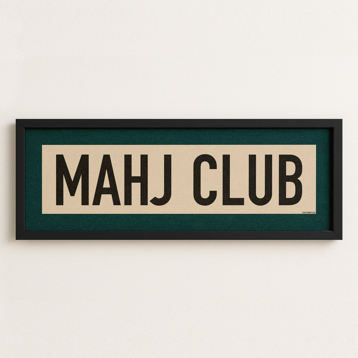 Framed Mahj Club Mahjong Art Scroll Sign