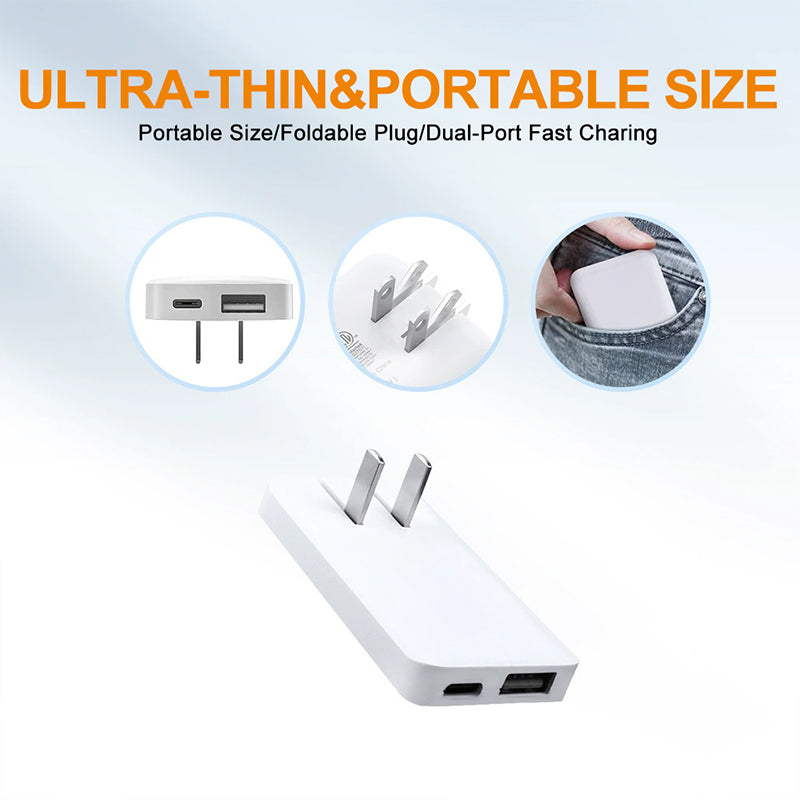 2-Pack Ultra-Slim 30W USB-C & USB-A Dual-Port Fast Charger