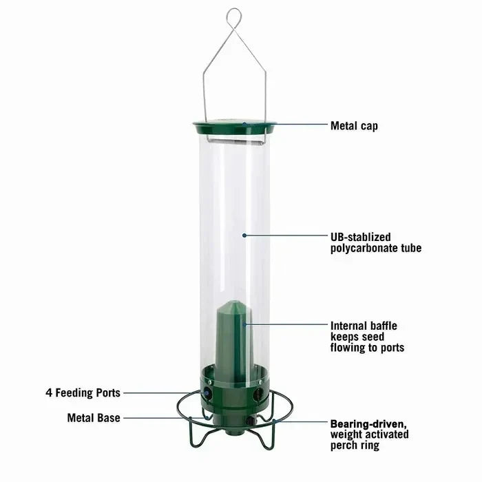 Squirrel Proof Bird Feeder Hanging Metal Wild Bird Seed Feeder 35cm