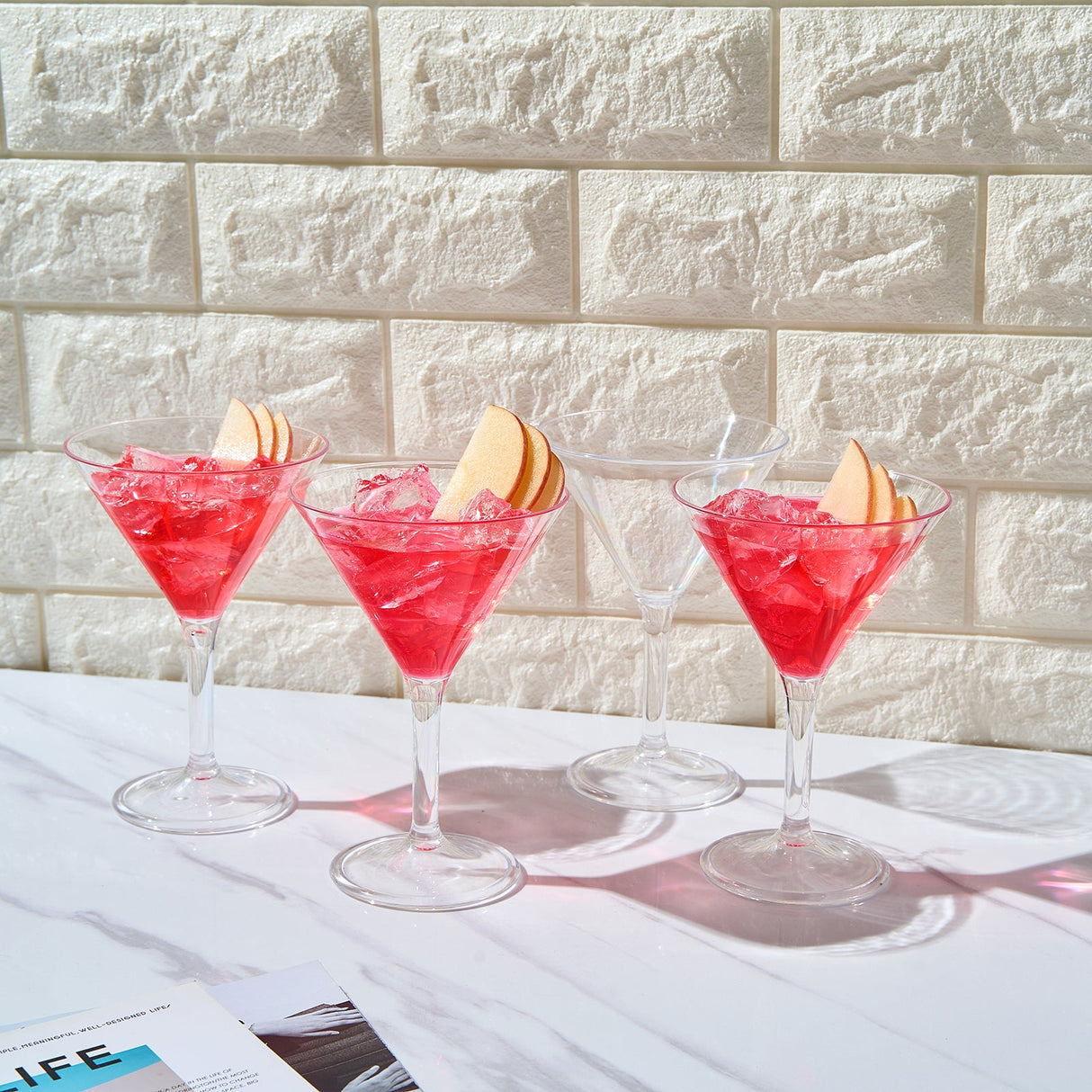 Barcelona Acrylic Martini Cocktail Glassware, Set of 4