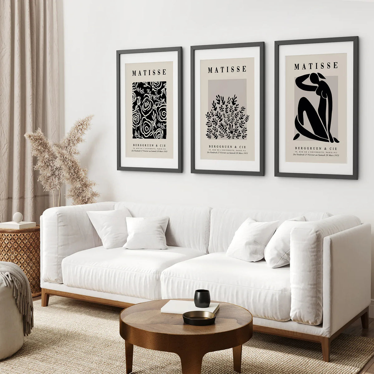 Black Beige Vintage Henri Matisse Wall Art Set