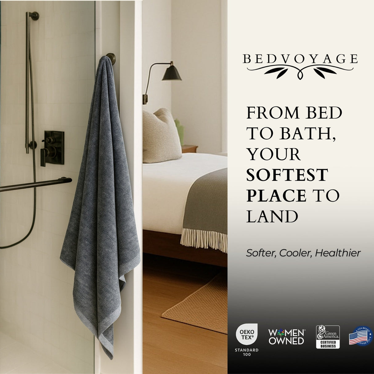 Bamboo Cotton Bath Sheet - Viscose from Bamboo + Cotton - Extra Large - Charcoal by BedVoyage