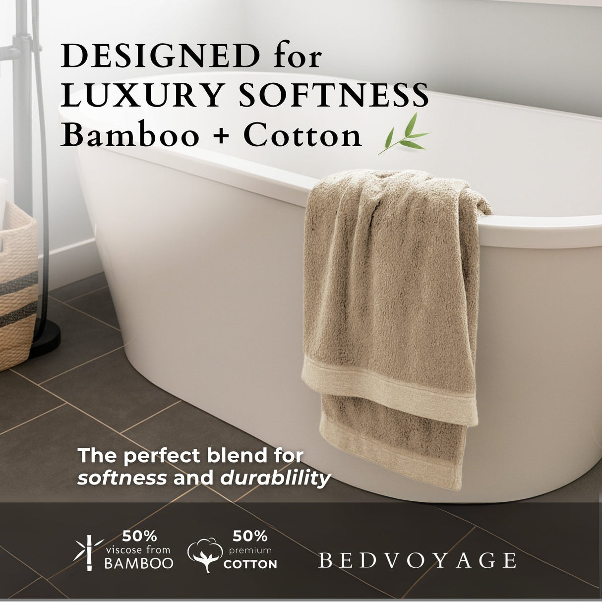 Bamboo Cotton Bath Sheet - Viscose from Bamboo + Cotton - Extra Large - Sand