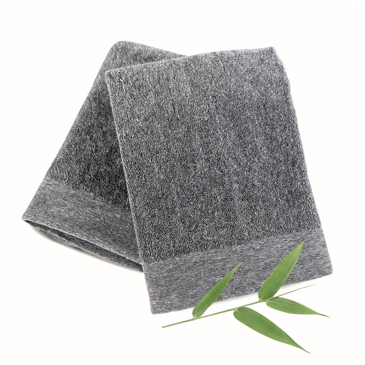 Bamboo Cotton Hand Towels - Viscose from Bamboo + Cotton - 2pk - Charcoal