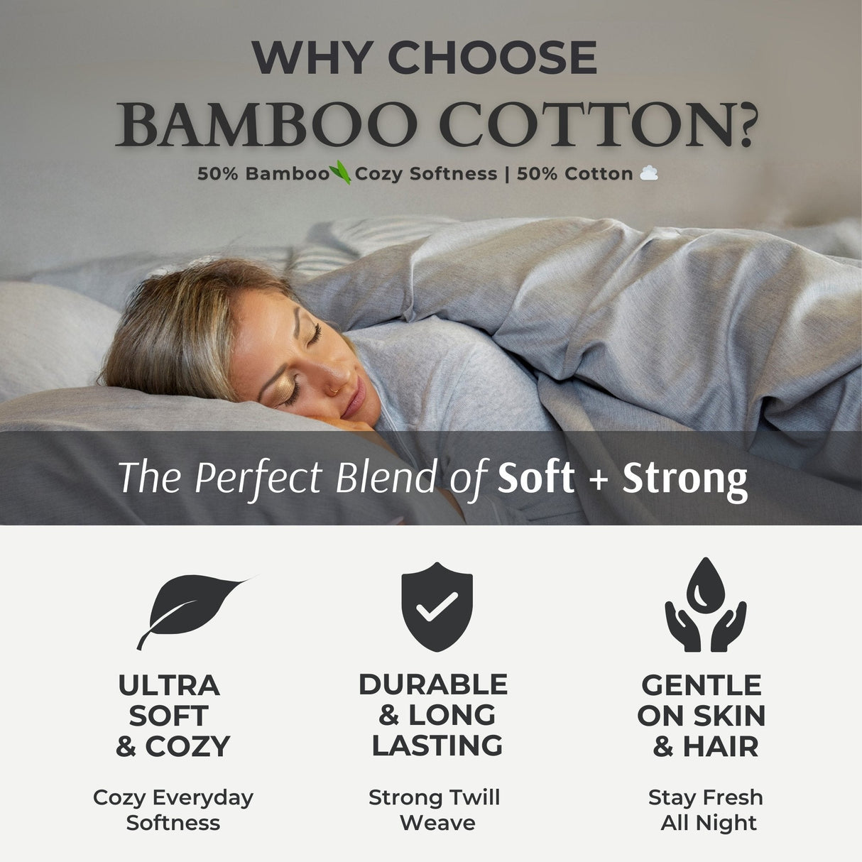 Bamboo Cotton Pillowcases - Viscose from Bamboo + Cotton - Silver