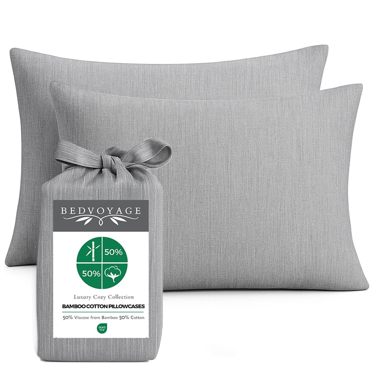 Bamboo Cotton Pillowcases - Viscose from Bamboo + Cotton - Silver