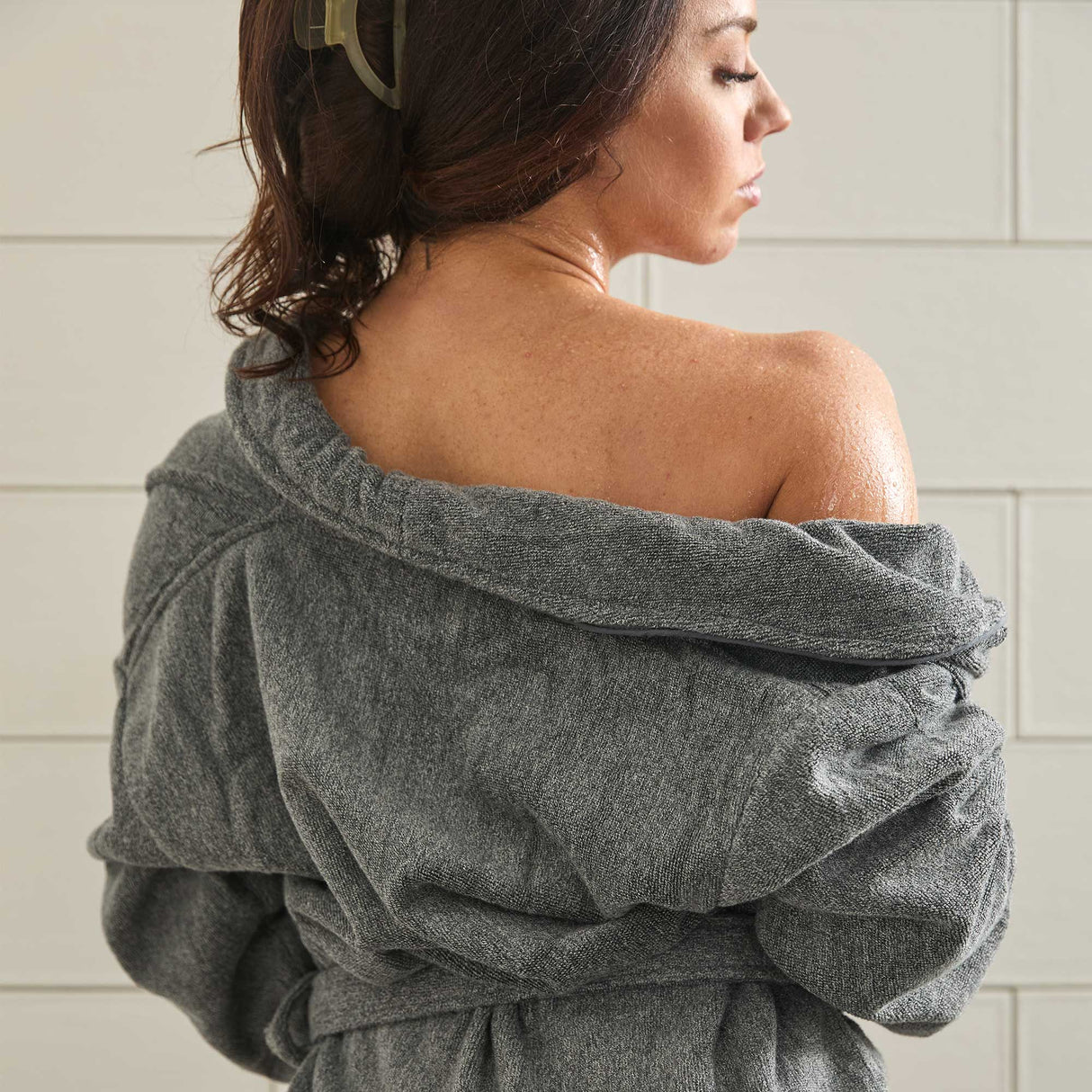 Bamboo Cotton Bath Robe - Viscose from Bamboo + Cotton - Charcoal by BedVoyage