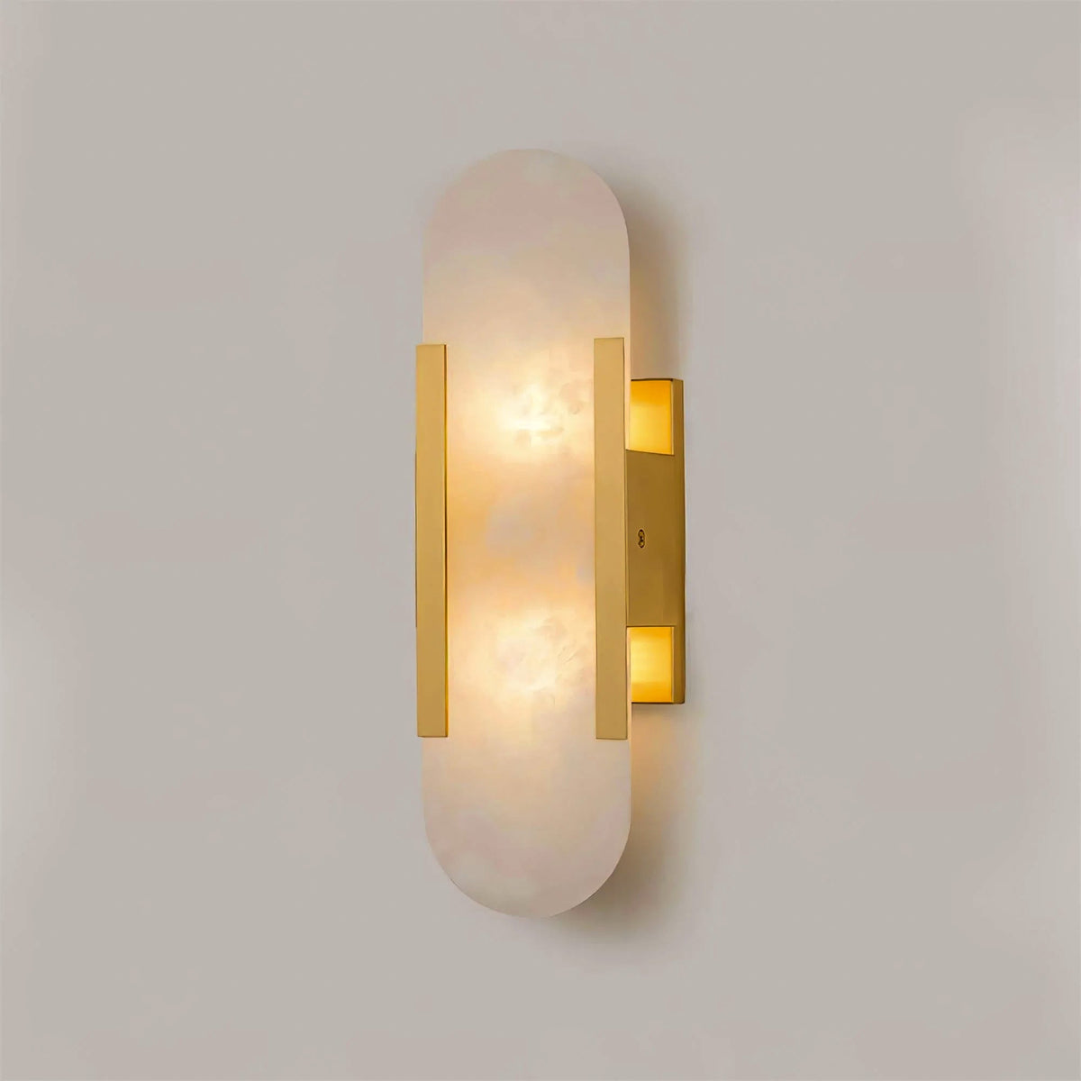 Alvora | Oblong Alabaster Wall Sconce with Brass Accents | Warm Diffused Glow for Foyers