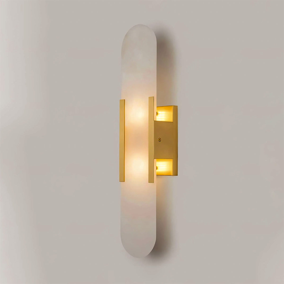 Alvora | Oblong Alabaster Wall Sconce with Brass Accents | Warm Diffused Glow for Foyers