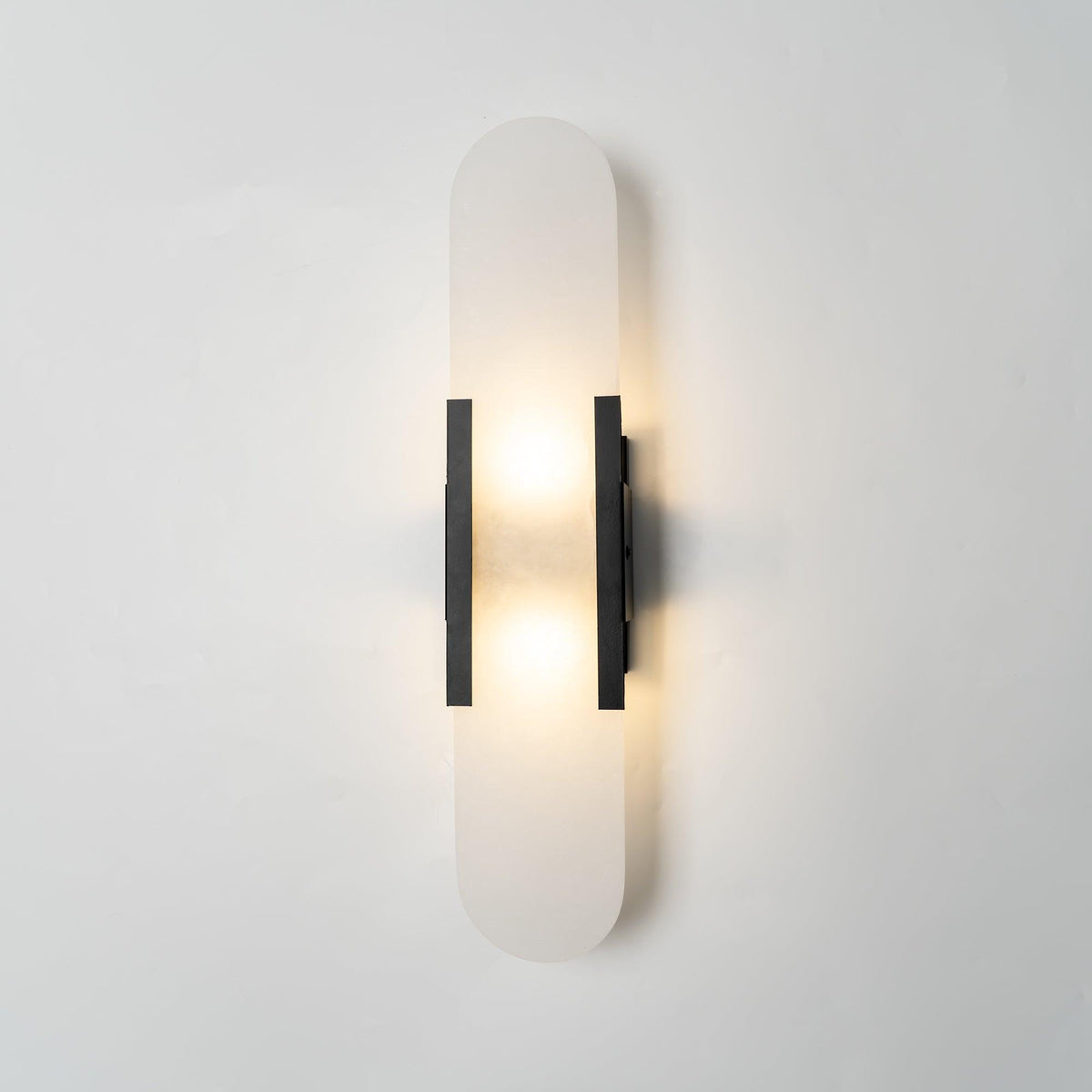 Alvora | Oblong Alabaster Wall Sconce with Brass Accents | Warm Diffused Glow for Foyers