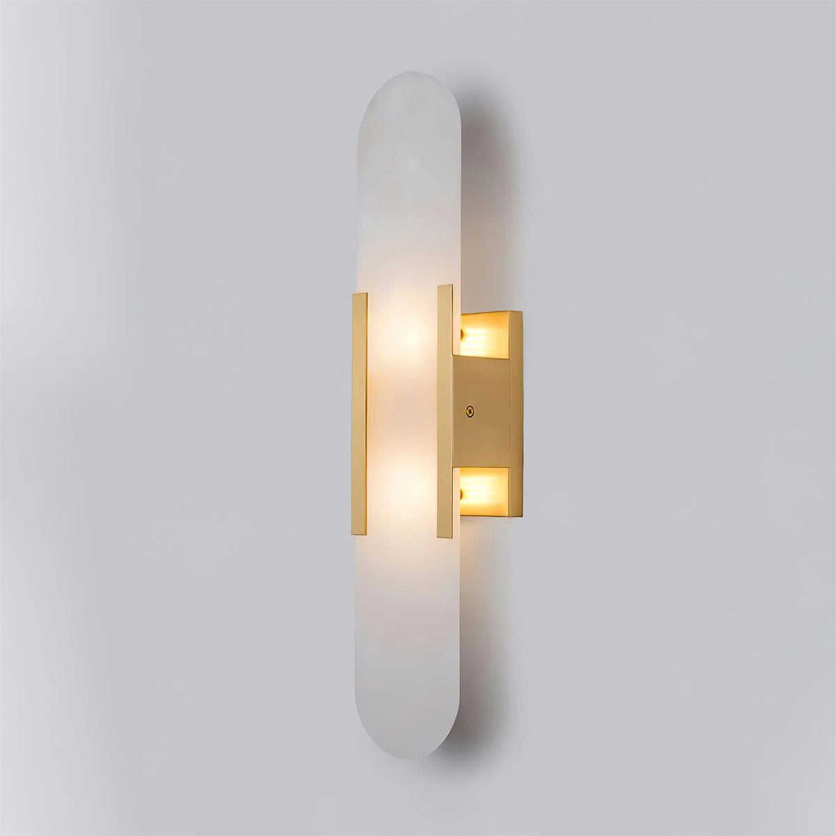 Alvora | Oblong Alabaster Wall Sconce with Brass Accents | Warm Diffused Glow for Foyers