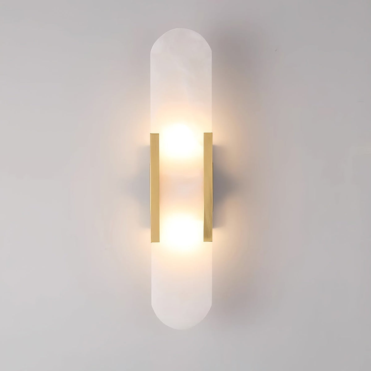 Alvora | Oblong Alabaster Wall Sconce with Brass Accents | Warm Diffused Glow for Foyers