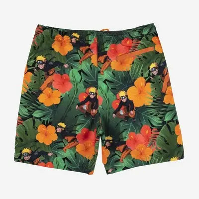 Naruto Shinobi Men's Elastic Waist Swim Shorts Trunks Swimwear UPF 50+