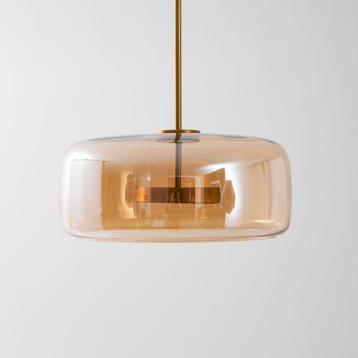 Hand-Blown Glass Sphere Pendant Light with Warm LED | Smoke Grey or Amber Shade