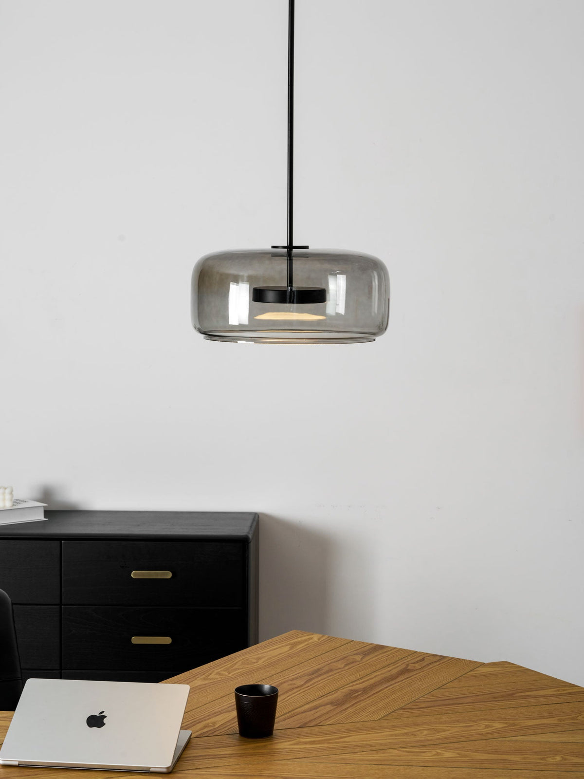 Hand-Blown Glass Sphere Pendant Light with Warm LED | Smoke Grey or Amber Shade