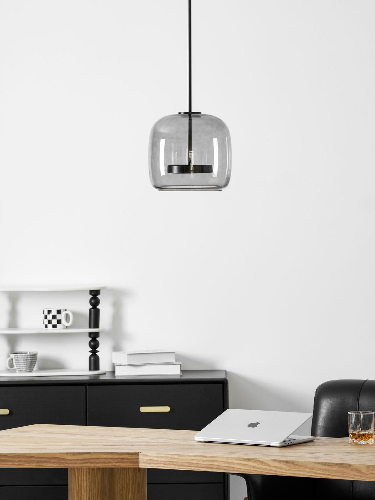 Hand-Blown Glass Sphere Pendant Light with Warm LED | Smoke Grey or Amber Shade