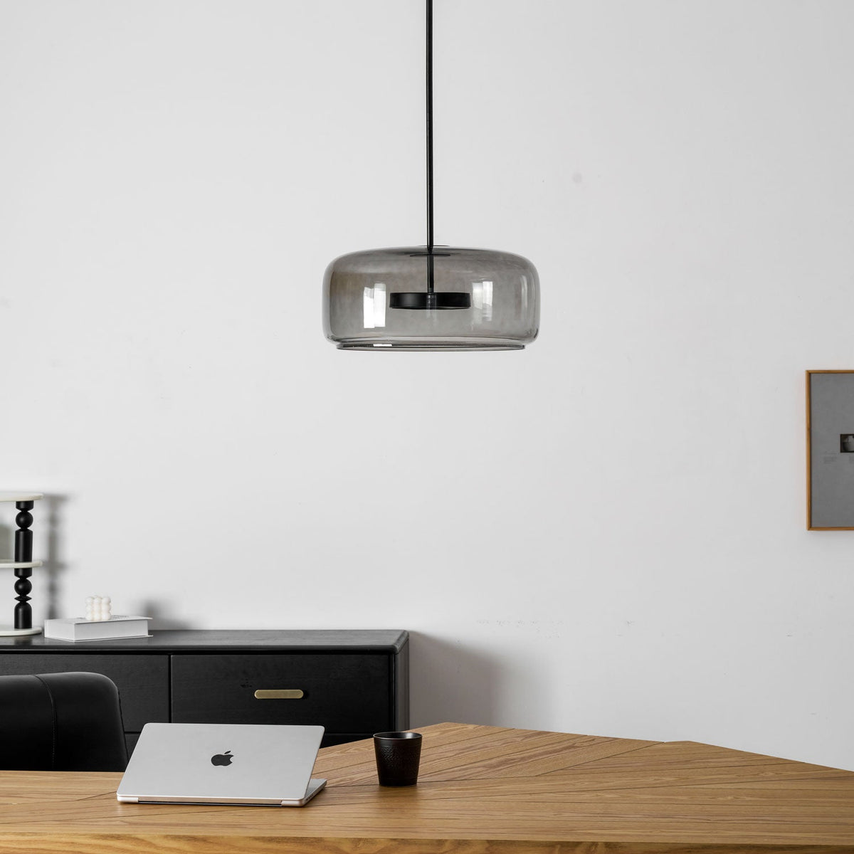 Hand-Blown Glass Sphere Pendant Light with Warm LED | Smoke Grey or Amber Shade