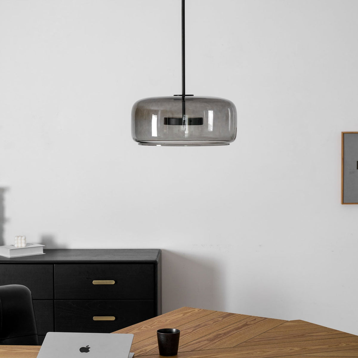 Hand-Blown Glass Sphere Pendant Light with Warm LED | Smoke Grey or Amber Shade