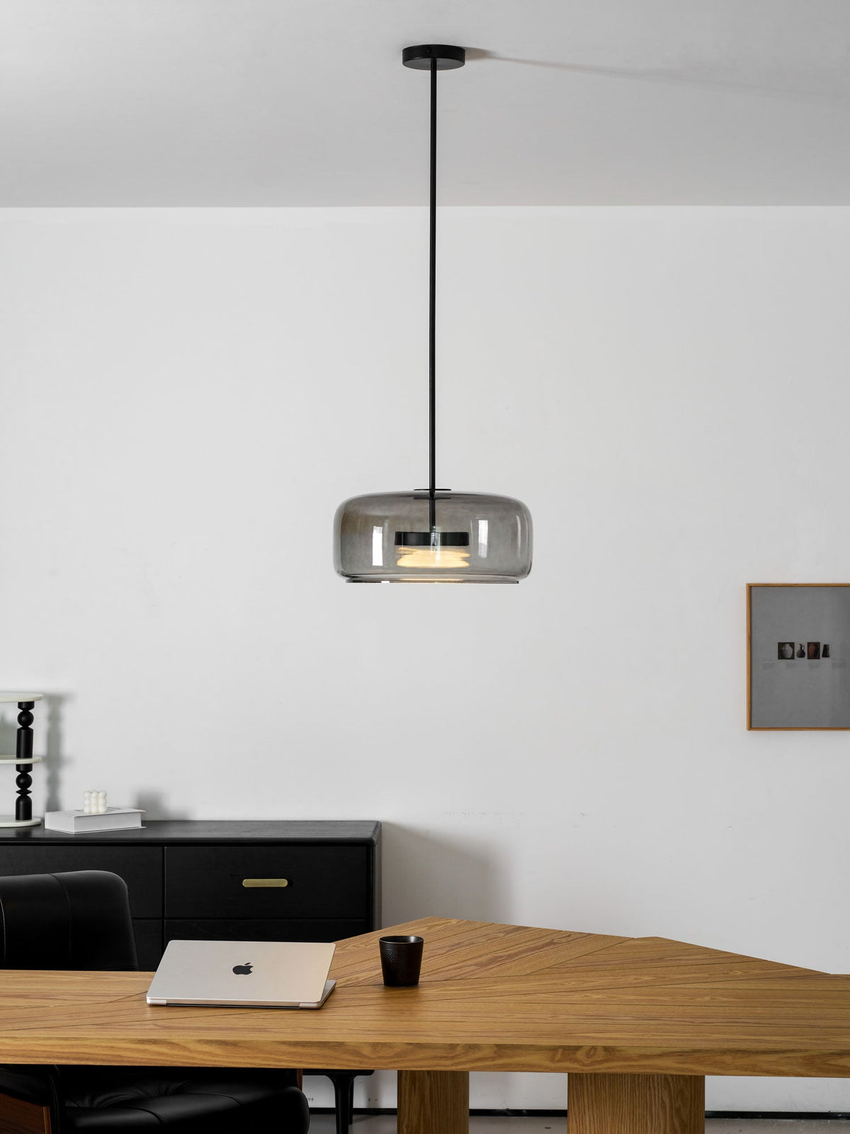 Hand-Blown Glass Sphere Pendant Light with Warm LED | Smoke Grey or Amber Shade