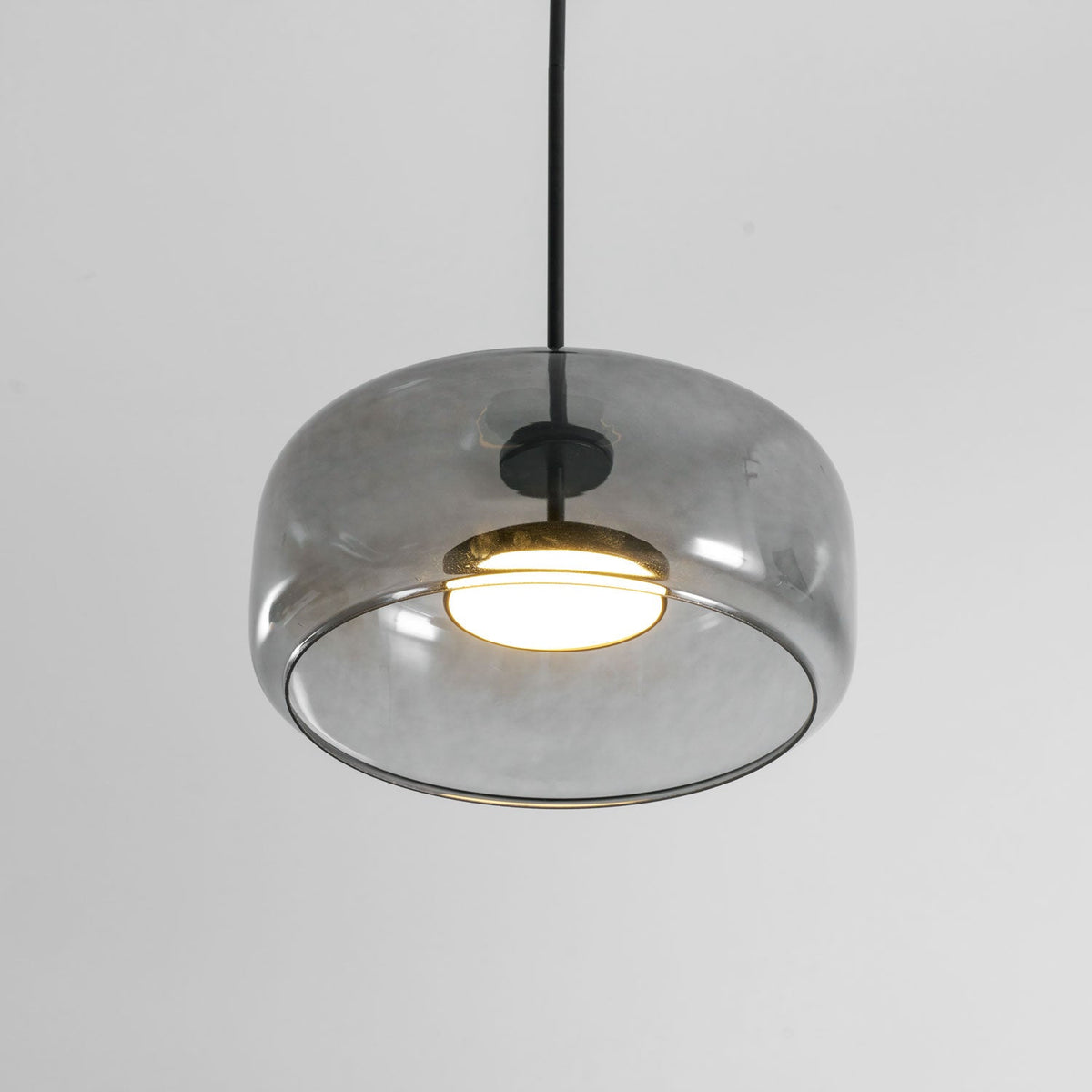 Hand-Blown Glass Sphere Pendant Light with Warm LED | Smoke Grey or Amber Shade