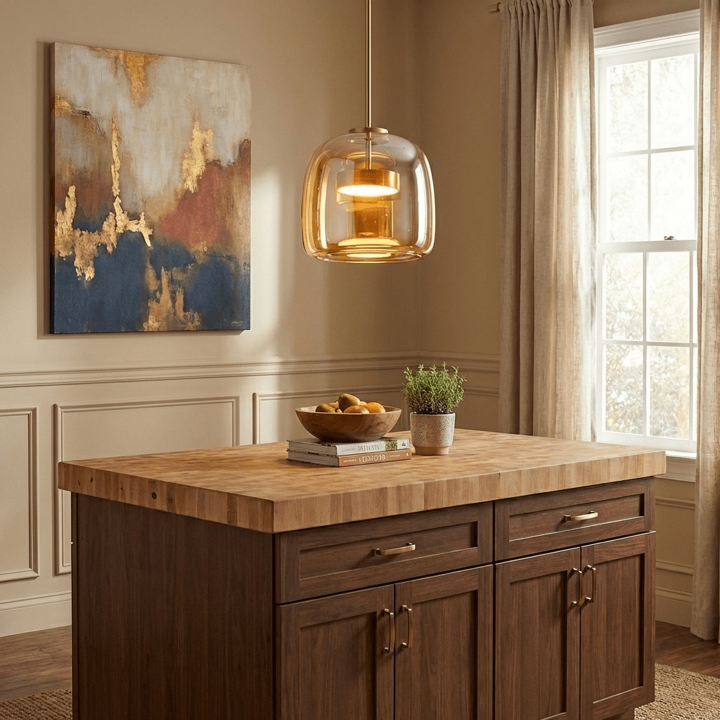 Hand-Blown Glass Sphere Pendant Light with Warm LED | Smoke Grey or Amber Shade