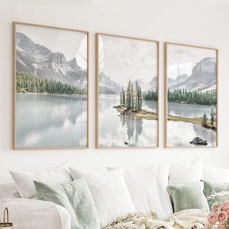 Jasper-National-Park-Mountain-Lake-Triptych.-Canada-Nature-Wall-Art-Set