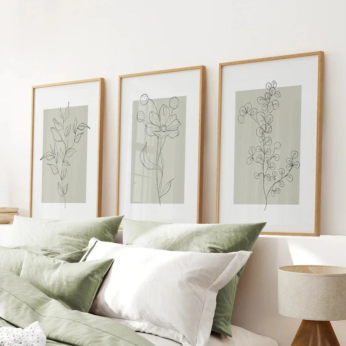 Pastel-Wild-Flowers-Set-of-3-Prints.-Botanical-Line-Art-Wall-Art-Set