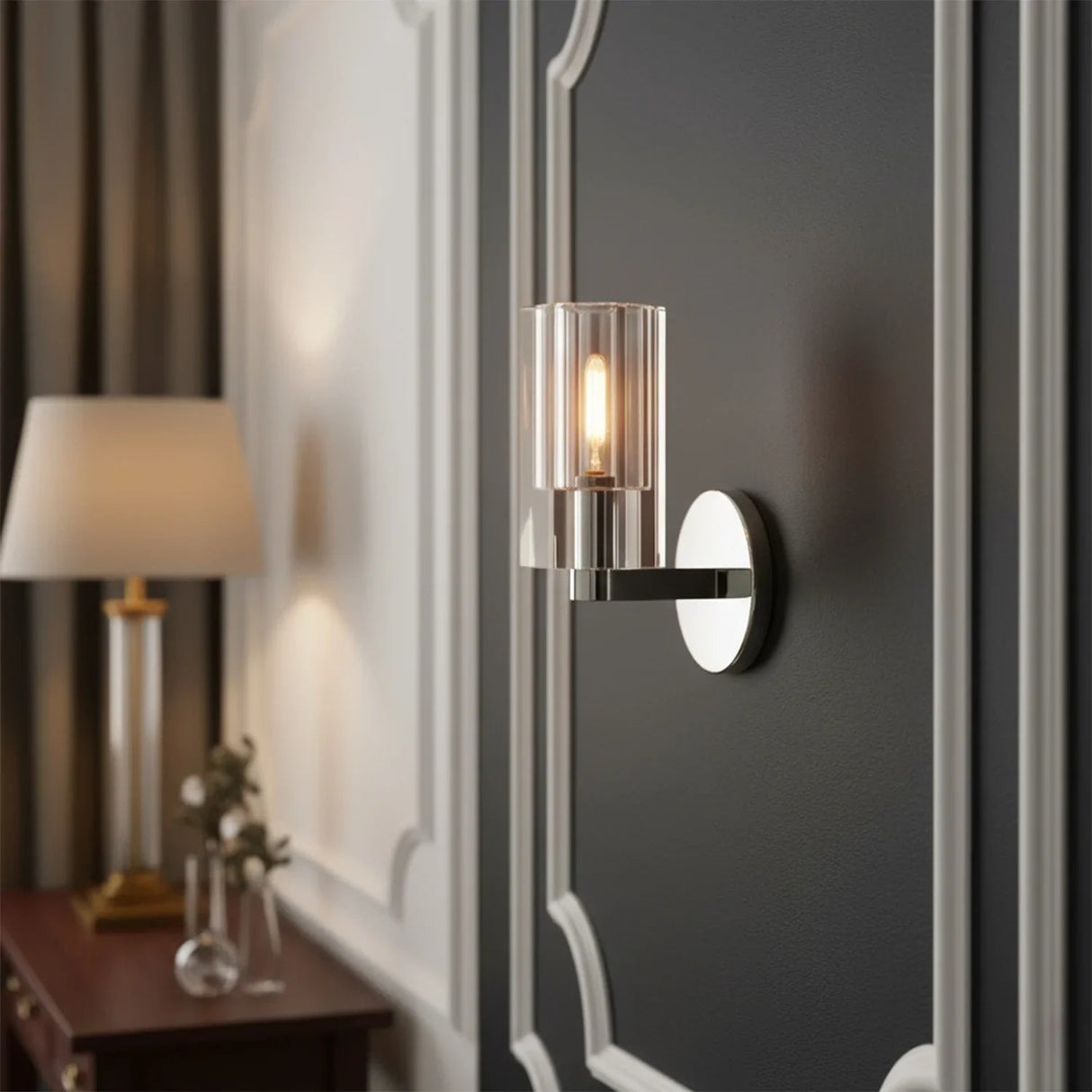 Industrial Glass Wall Sconce E12 Dimmable Modern Bathroom Light
