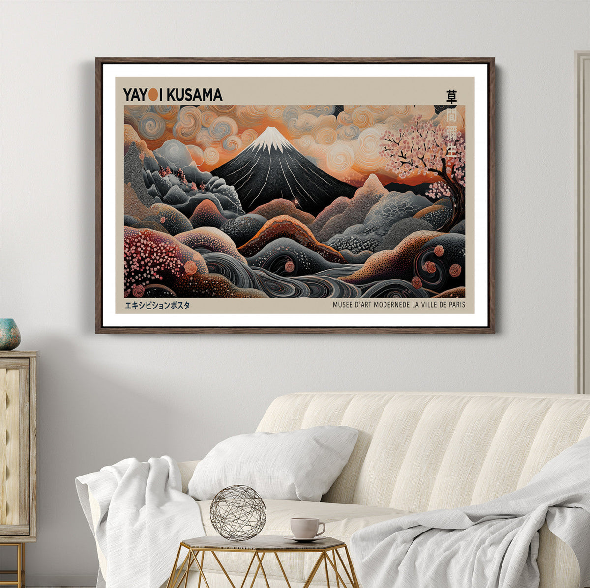 Modern Japanese Wall Art Canvas Print – Framed Yayoi Kusama
