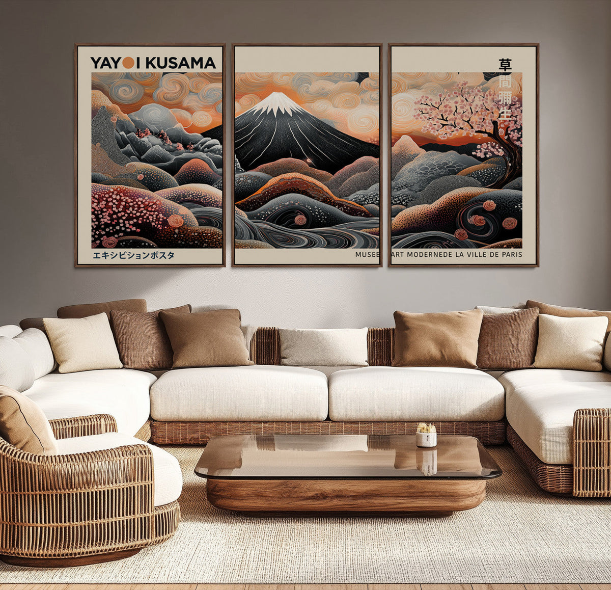 Modern Japanese Wall Art Canvas Print – Framed Yayoi Kusama