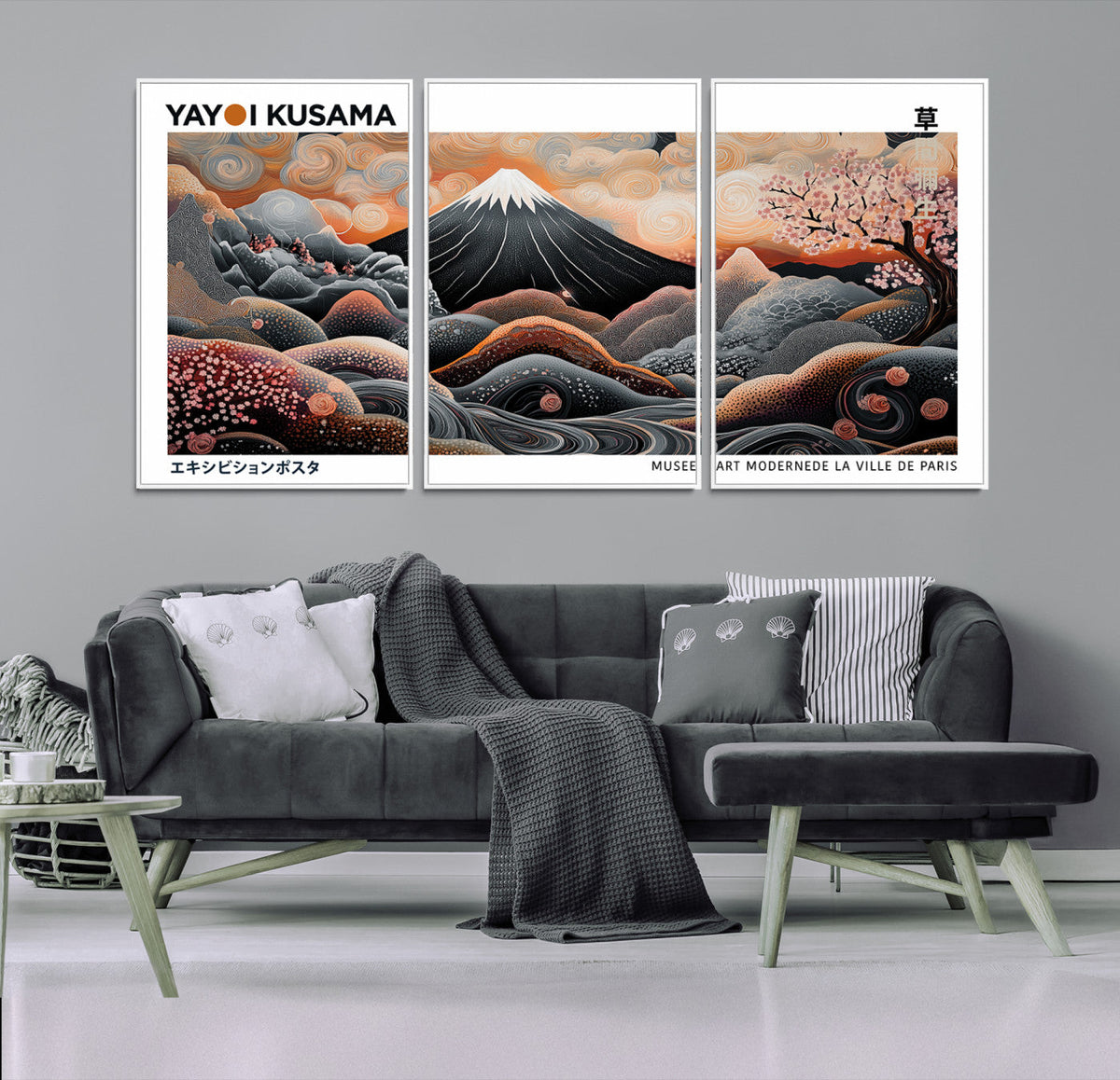 Modern Japanese Wall Art Canvas Print – Framed Yayoi Kusama