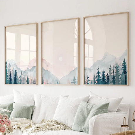Forest-and-Mountain-Landscape-Painting-Posters-Wall-Art-Set