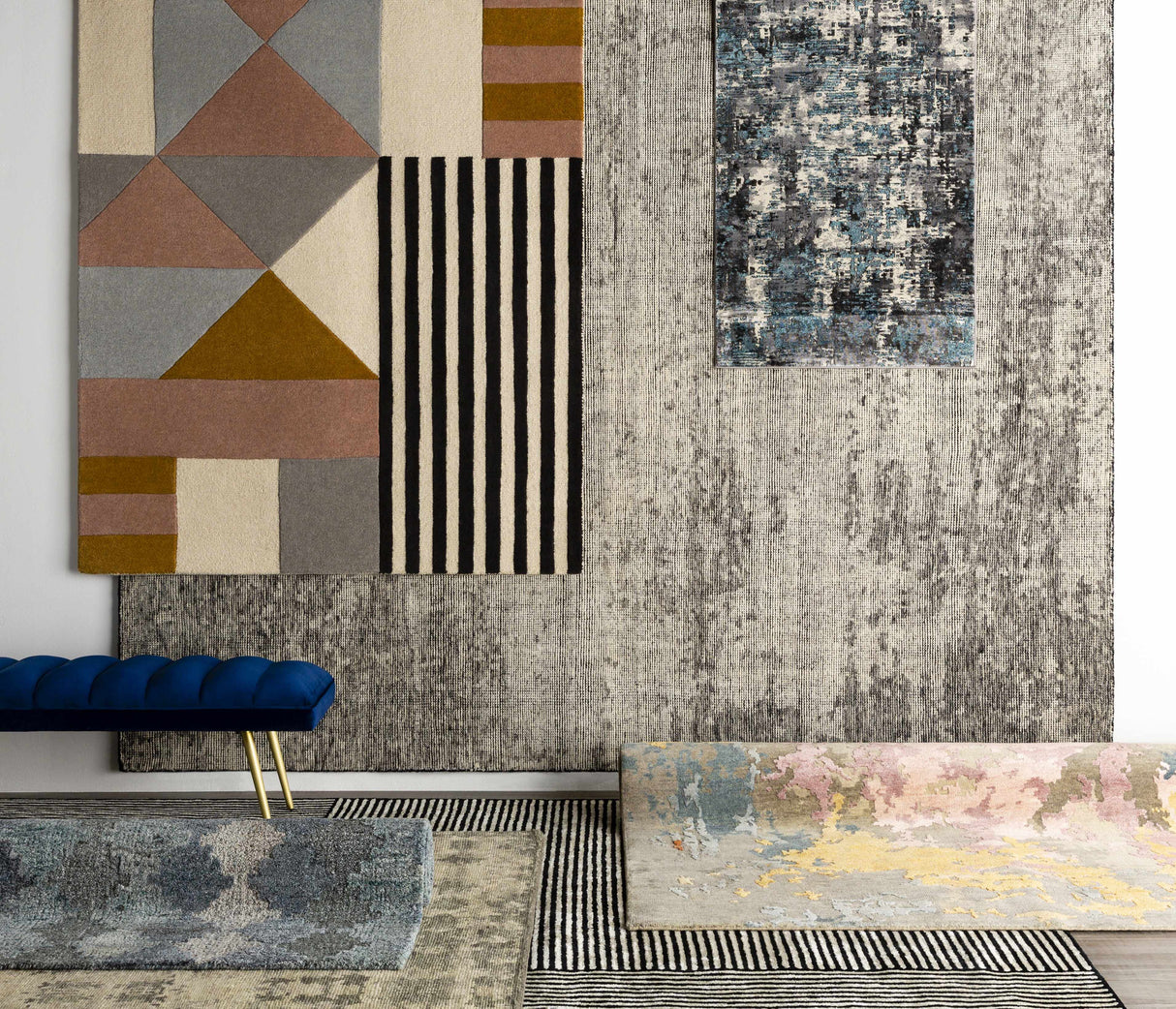 Black&White Striped Sheen Viscose Area Rug