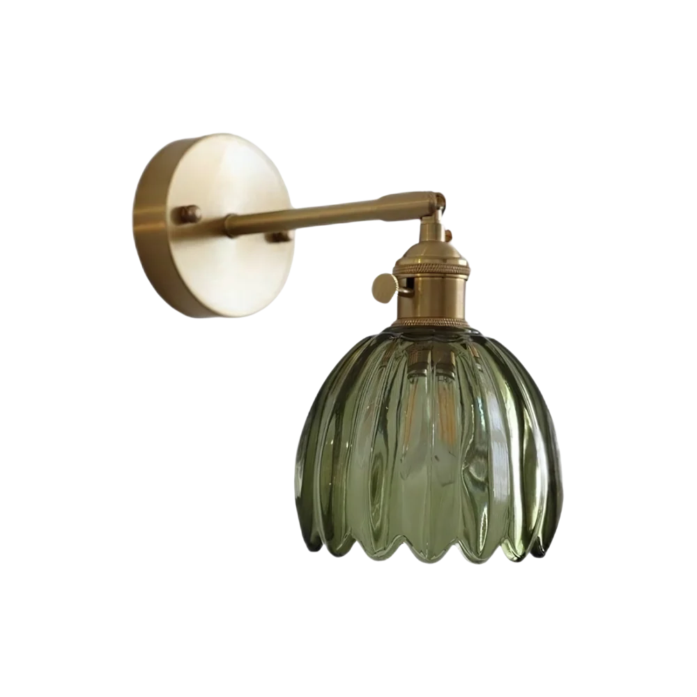 Vintage Brass Tulip Glass Wall Sconce 1-Light Classic Wall Light