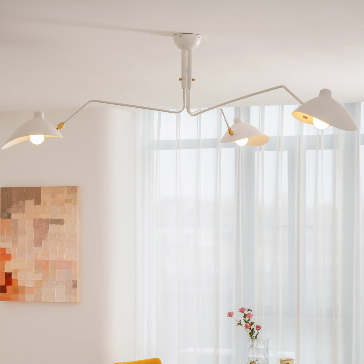 Arachnia | Suspended 3-Arm Ceiling Light with Rotating Reflectors, Black or White Finish