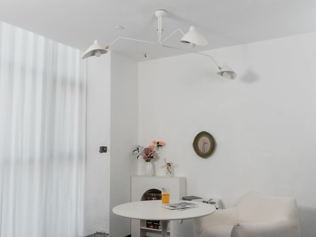 Arachnia | Suspended 3-Arm Ceiling Light with Rotating Reflectors, Black or White Finish