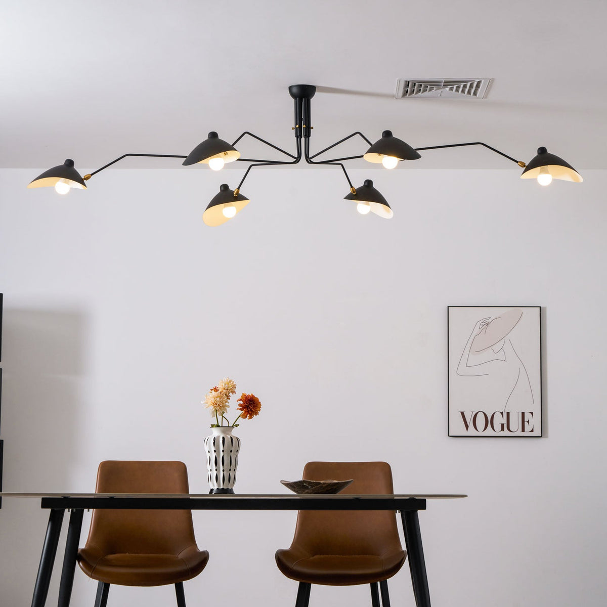 Arachnia | Suspended 3-Arm Ceiling Light with Rotating Reflectors, Black or White Finish
