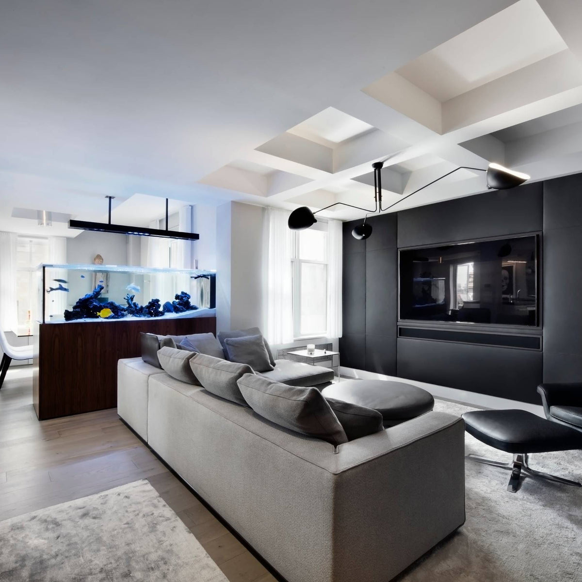 Arachnia | Suspended 3-Arm Ceiling Light with Rotating Reflectors, Black or White Finish