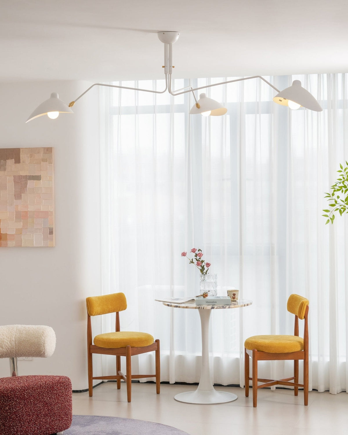 Arachnia | Suspended 3-Arm Ceiling Light with Rotating Reflectors, Black or White Finish