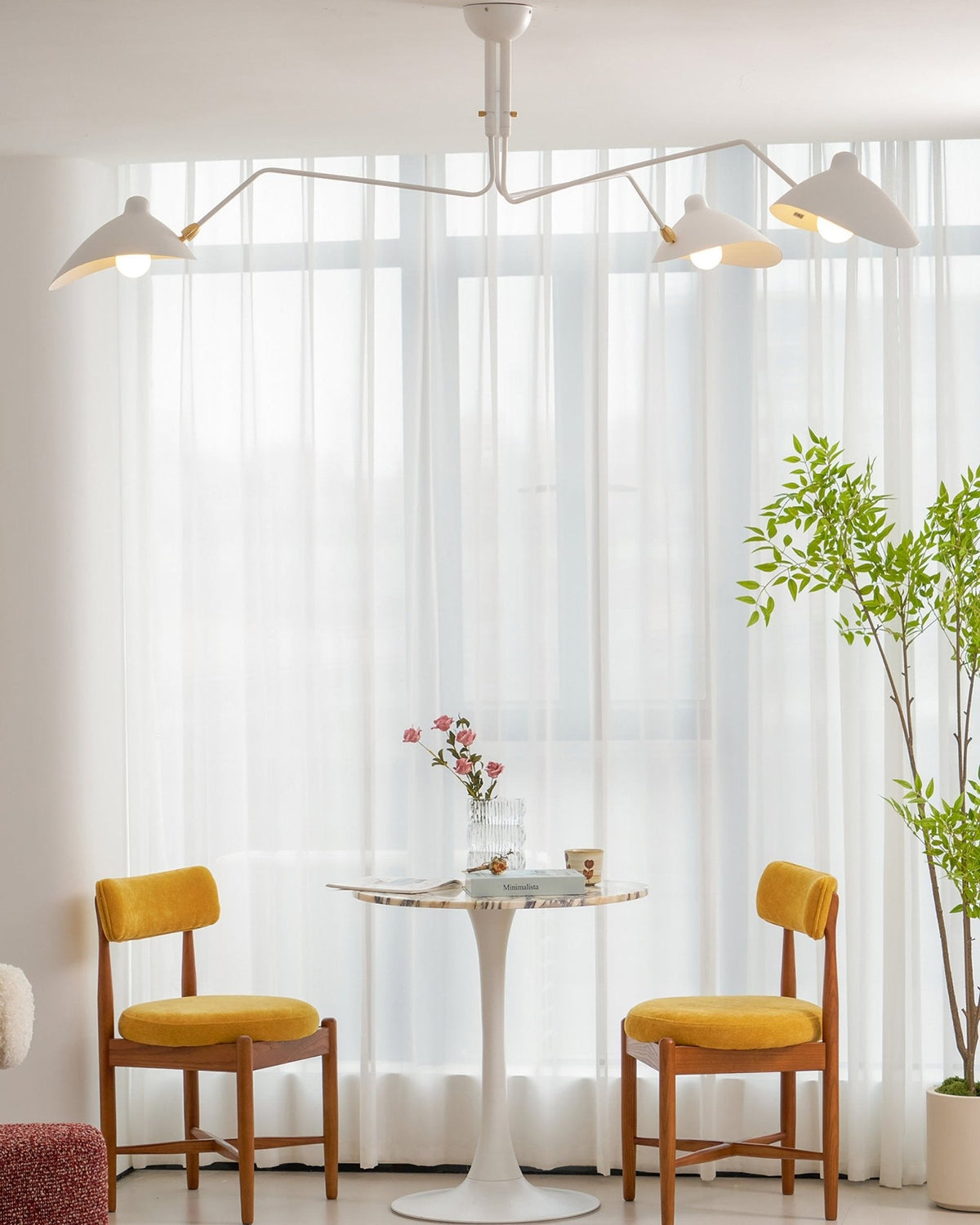 Arachnia | Suspended 3-Arm Ceiling Light with Rotating Reflectors, Black or White Finish