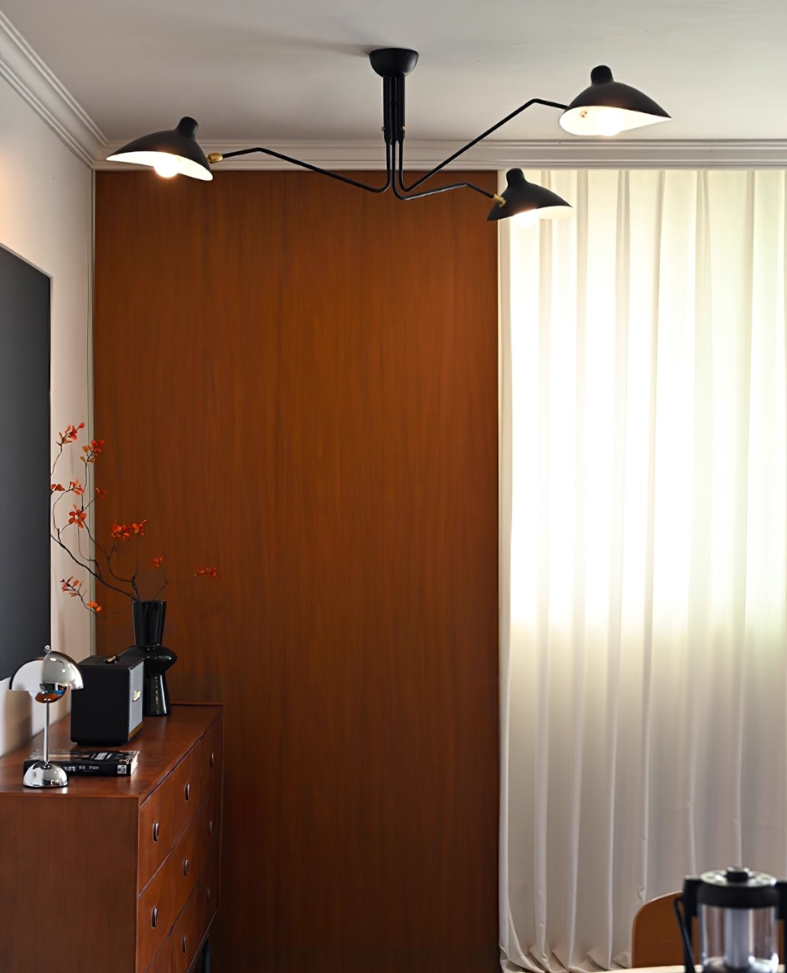 Arachnia | Suspended 3-Arm Ceiling Light with Rotating Reflectors, Black or White Finish