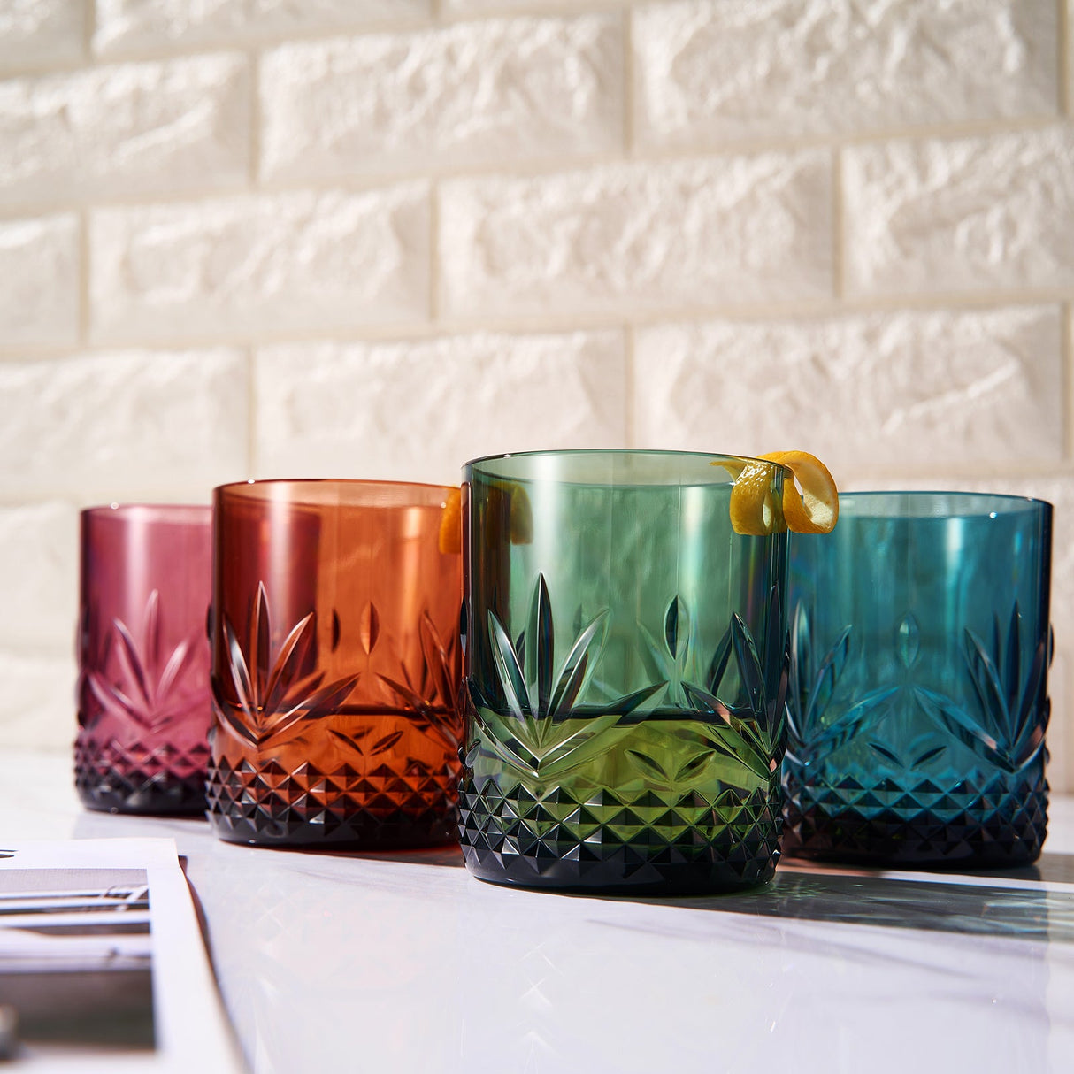 Onix-Acrylic-Crystal-Lowball-Glassware,-Set-of-4-Lowball