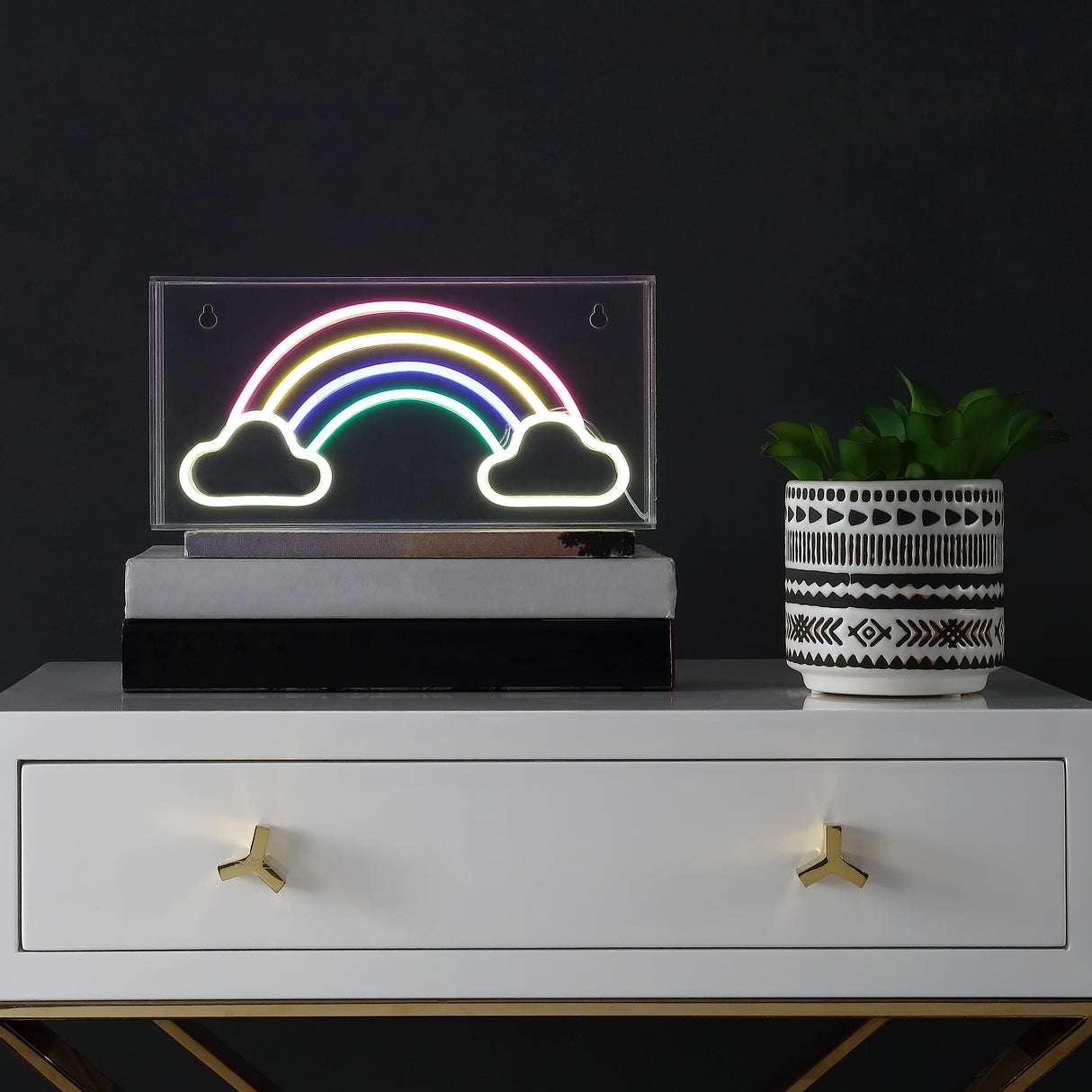 Rainbow Contemporary Glam Acrylic Box USB Operated LED Neon Light