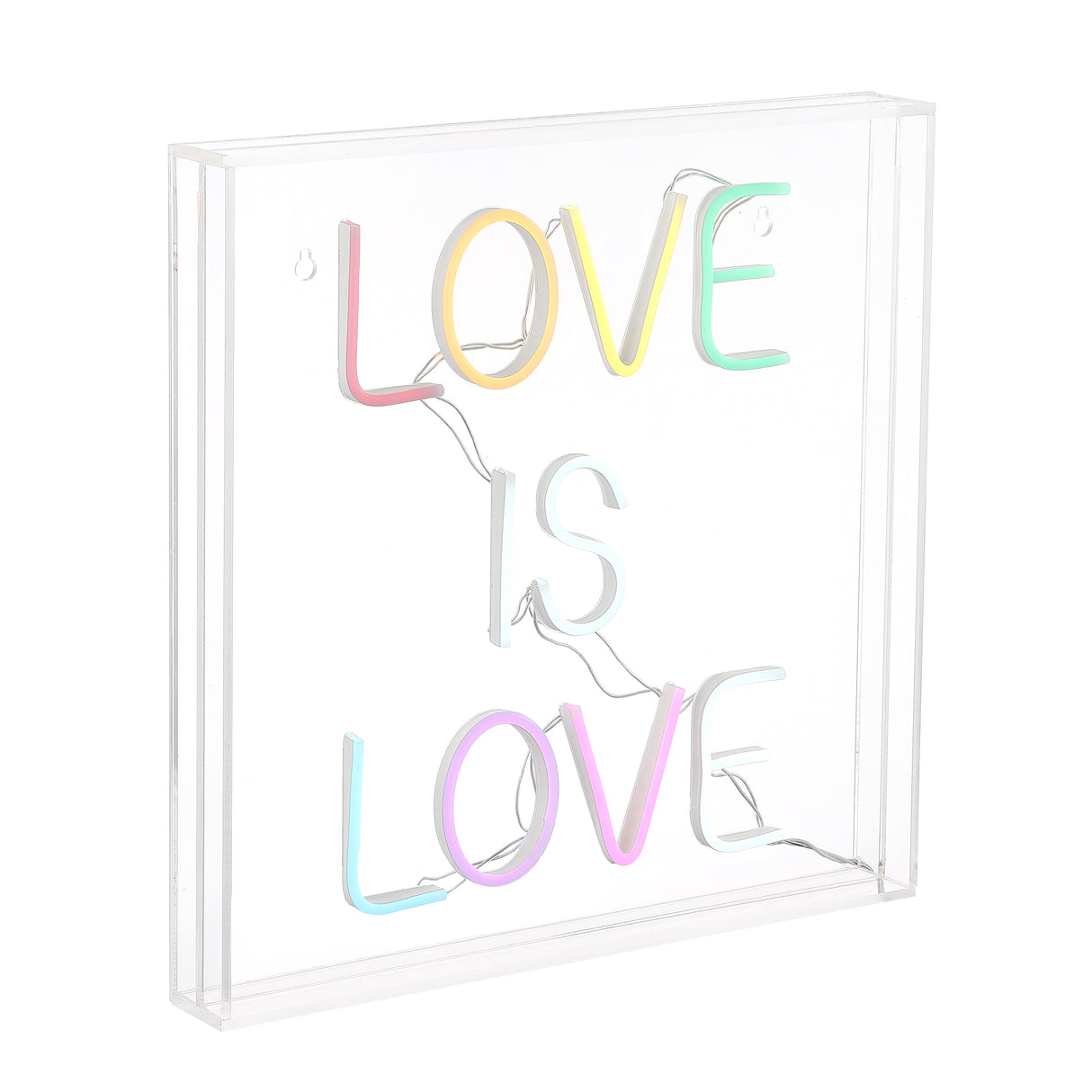 Love Square Contemporary Glam Acrylic Box USB Operated LED Neon Light